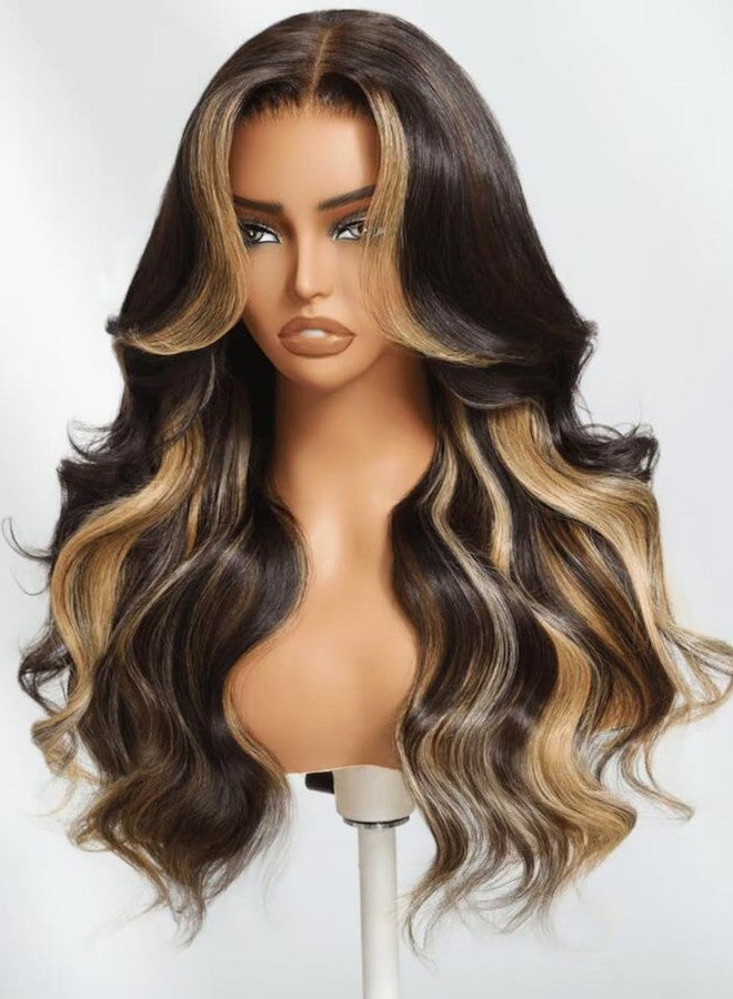 UNICE Bye Bye Knots Glueless Wig 7x5 Pre Cut Lace Front Wigs Butterscotch Highlights Brown Loose Wave Human Hair Put on and Go Wig Pre Plucked Bleached Invisible Knots 150% Density 16 Inch - Image 5